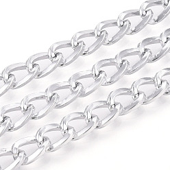 Платина Алюминий обуздать цепи, несварные, с катушкой, платина, 10x6.5x1.5 мм, около 65.62 футов (20 м) / рулон