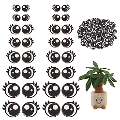 Negro 2 bolsa ovalada de fieltro para manualidades, ojo de muñeca, para muñecas diy juguetes títeres felpa animal, negro, 16~35x18~38x1.5 mm, 60 pares / bolsa