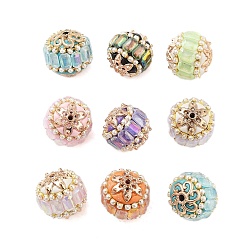 (52) Непрозрачная лаванда Индонезийские бусины ручной работы, со сплавом, смола и АБС-пластик, круглые, случайный смешанный стиль, разноцветные, 17.5x16.5 мм, отверстие : 1.3 мм