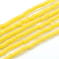 Gold Handmade Polymer Clay Beads Strands, for DIY Jewelry Crafts Supplies, Heishi Beads, Disc/Flat Round, Gold, 4x0.5~1mm, Hole: 1.4mm, about 350~410pcs/strand, 15.75 inch~16.14 inch(40~41cm)