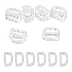 Letter D 6шт. 925 полые бусины с инициалами из стерлингового серебра, серебряные, Буква D, 5.5~6x3.5~4x3 мм, отверстие : 3.5~4x1.3~1.7 мм