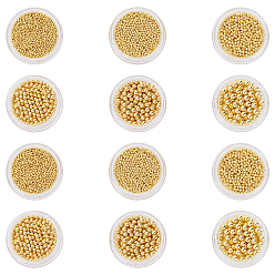 Golden Stainless Steel Beads, Tiny Caviar Nail Beads, Nail Art Decoration Accessories, Round, Golden, 240g/set