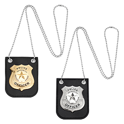 Платиновый & Золотой 2 шт. 2 цветной полицейский значок из искусственной кожи и сплава с цепочкой и ремнем, для полицейского костюма, реквизита, аксессуаров для косплея, платиной и золотом, 970 мм, 1 шт / цвет