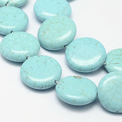 Магнезит Бусины из натурального магнезита, плоско-круглые, окрашенные, 18x6 мм, отверстие : 1 мм, около 22 шт / нитка, 15.3 дюйм (39 см)