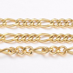 Золотой Ионное покрытие (ip) 304 цепи Фигаро из нержавеющей стали, несварные, с катушкой, граненые, золотые, 4~6x3x0.8 мм, около 32.8 футов (10 м) / рулон