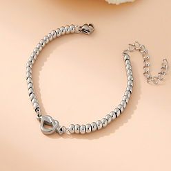 Сердце День Святого Валентина 304 браслеты из нержавеющей стали, круглые браслеты из бисера для женщин, цвет нержавеющей стали, сердце, 6.30 дюйм (16 см)