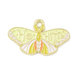 Желтый Подвески из эмали и сплава, золотые, он/его местоимения бабочка очарование, желтые, 17x28x1.5 мм, отверстие : 2.2 мм