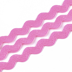 Ярко-Розовый Ленты из полипропиленового волокна, форма волны, ярко-розовый, 7~8 мм, 15 двор / пачка, 6 расслоения / мешок