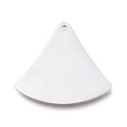 Stainless Steel Color 304 Stainless Steel Pendants, Manual Polishing, Stamping Blank Tag, Laser Cut, Fan, Stainless Steel Color, 20x21.5x0.8mm, Hole: 1.2mm