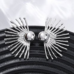 Нержавеющая Сталь Цвет 304 из нержавеющей стали серьги, солнце, цвет нержавеющей стали, 22.5x31 мм