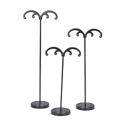 Gunmetal Iron Earring Displays Sets, Jewelry Display Rack, Jewelry Tree Stand, Gunmetal, 7x13.5~20cm, 3pcs/set