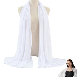 Белый Шифоновая шаль для женщин, прямоугольные, белые, 1900x450x0.5 мм