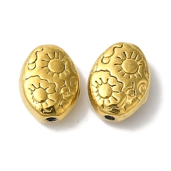 Золотой 304 из нержавеющей стали бусы, овальные с солнцем, золотые, 8x6x3 мм, отверстие : 1 мм