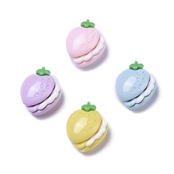 Клубника Непрозрачные милые кабошоны из смолы, имитация еды, клубничные слойки, 14x11x7.5 мм