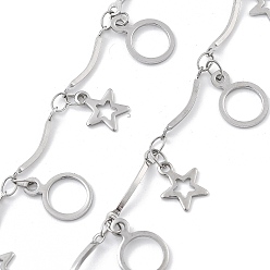 Нержавеющая Сталь Цвет 304 цепи из нержавеющей стали ссылка, с катушкой, пайки, звезды с кольцом, цвет нержавеющей стали, 15.5x2.5x1 мм, 5 м / рулон