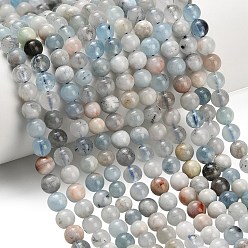 Аквамарин Природные Аквамарин бисер нитей, круглые, сгладить, 6.5 мм, отверстие : 0.8 мм, около 60 шт / нитка, 14.96'' (38 см)
