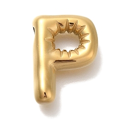 Letter P Вакуумное покрытие pvd 304 подвески из нержавеющей стали, реальный 18 k позолоченный, буквенное очарование, Письмо P, 19x13x4.5 мм, отверстие : 2 мм