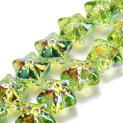 Лайм Гальваническая краска для запекания стеклянные бусины нити, звезда, с покрытием AB цвета, с половиным покрытием, желто-зеленые, 17x17.5x12 мм, отверстие : 1.2 мм, около 40 шт / нитка, 24.41'' (62 см)