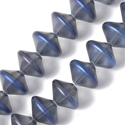 Шифер Серый Стеклянные бусины с гальваническим покрытием , бусины в форме летающей тарелки, шифер серый, 14x10~10.5 мм, отверстие : 1.2~1.4 мм, около 60 шт / нитка, 23.78'' (60.4 см)