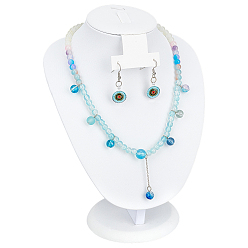 Белый 1 Подставки для ожерелий из искусственной кожи в форме бюста из поликарбоната, с бумагой, для ожерелья, Серьги, белые, 10.2x17x22.6 см