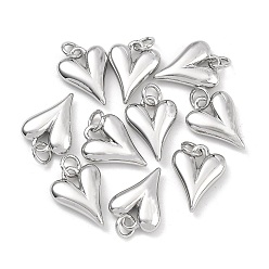 Платинированный Латунные подвески, сердце прелести, без кадмия, без никеля и без свинца, Реальная платина, 15x11.5x4 мм, отверстие : 3 мм
