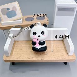 Pink Пвх пластиковый брелок, мультфильм панда, розовые, кулон: 4.9x3.5 см