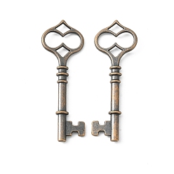 Красная Медь Тибетский сплав стиля большие кулоны, без кадмия, без никеля и без свинца, отмычка, Красная медь, 60x21x4 мм, отверстие : 4 мм