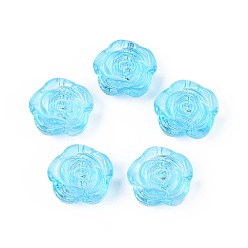 Небесно-голубой Прозрачные стеклянные бусины для выпечки, цветок, голубой, 17.5~18x18~18.5x7.5~8.5 мм, отверстие : 1.2~1.5 мм