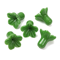 Verdemar Cuentas talladas de coral sintético teñido, flor, verde mar, 17x18 mm, agujero: 1.4 mm