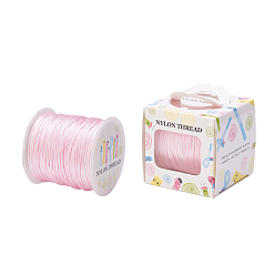 Pearl Pink Nylon Thread, Rattail Satin Cord, Pearl Pink, 1.0mm, about 76.55 yards(70m)/roll