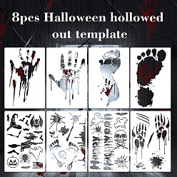 Белый 8 шт. трафареты для рисования отпечатков рук и ног домашних животных на Хэллоуин, с железными кольцами, белые, 300x200x0.3 мм