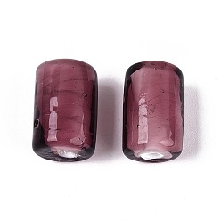 Серо-розавый Бусины лэмпворк , колонка, увядшая роза, 16x10.5 мм, отверстие : 1.6~1.8 мм