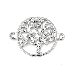 Платинированный Латунные микро проложить класса AAA кубического циркония ссылки, долговечный, древо жизни, без кадмия, без никеля и без свинца, Реальная платина, 24x17x2 мм, отверстие : 1 мм