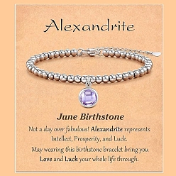 Лиловый Из нержавеющей стали шарм браслеты, с кубического циркония, сирень, 6-1/4 дюйм (16 см)