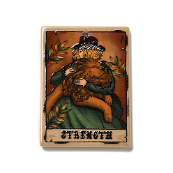 Сиена Печатные акриловые подвески, прямоугольник с шармом на тему карты таро, сила, цвет охры, 37.5x26.5x2 мм, отверстие : 1.7 мм