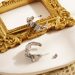 Нержавеющая Сталь Цвет Не тускнеют 304 серьги-гвоздики из нержавеющей стали, цвет нержавеющей стали, 25x11 мм