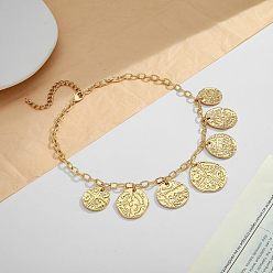 Золотой Латунные ожерелья с подвеской в виде монеты для женщин, золотые, 17.72 дюйм (45 см)