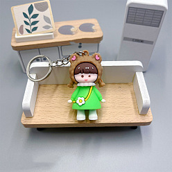 Лайм Брелок для ключей из ПВХ-сумки для девочек, Мультяшное подвесное украшение для рюкзака, желто-зеленые, 56x31 мм