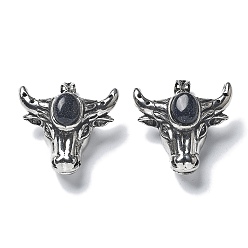 Синий Драгоценный Камень Синтетический синий камень, с латунной фурнитурой , без свинца и без кадмия, крупный рогатый скот, 27.5x30.5x15.5 мм, отверстие : 5.5x4.5 мм