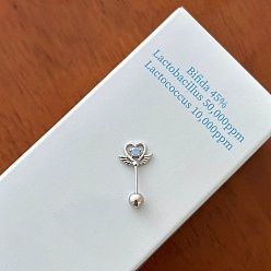 Сердце Серьги-гвоздики с латунным паве из светло-голубого кубического циркония, платина, сердце, 18 мм, штифты : 0.8 мм