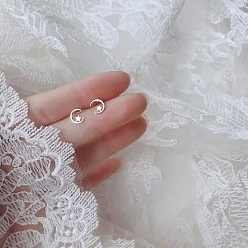 Луна Сплав серьги для женщин, с 925 стерлинговым серебром, луна, 14.5 мм