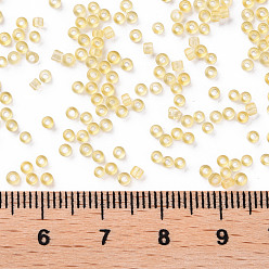 Pale Goldenrod Glass Seed Beads, Transparent, Round, Pale Goldenrod, 12/0, 2mm, Hole: 1mm, about 30000 beads/pound
