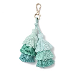 Темно-бирюзовый Подвесные украшения ручной работы из нейлоновых ниток в технике макраме, застежки из сплава подвески для украшений сумок или брелоков, темные бирюзовый, 180 мм