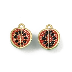 Арбуз Латунь прелести, без кадмия и без свинца, с эмалью, реальный 18 k позолоченный, арбуз, 13x10.5x7 мм, отверстие : 1.4 мм