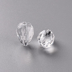 Clear Transparent Acrylic Beads, Teardrop Faceted, Clear, 17x11mm, Hole: 2mm, about 450pcs/500g