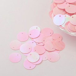 Pink Украшение аксессуаров пластиковая пайетка / блестки подвески, плоско-круглые, розовые, 12~13x0.1 мм, отверстие : 1.4 мм