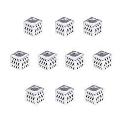 Antique Silver Tibetan Silver Alloy Spacer Beads, Cube, Antique Silver, 4.5x4.5x4.5mm, Hole: 2.5mm, 200pcs/box