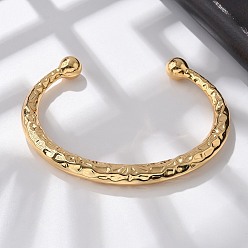 Золотой Текстура 304 браслеты-манжеты из нержавеющей стали, открытые браслеты для женщин, золотые, внутренний диаметр: 2-1/4x1-5/8 дюйм (5.7x4.2 см)