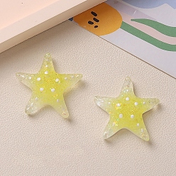 Желтый Кабошоны из прозрачной смолы градиентного цвета, с блеском порошок, морская звезда, желтые, 33x34 мм