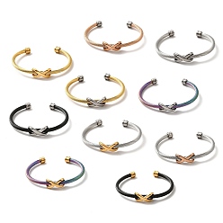 (52) Непрозрачная лаванда 304 браслет-манжета из нержавеющей стали с бесконечной бусиной и витой веревкой для женщин, разноцветные, внутренний диаметр: 2 дюйм (5 см)